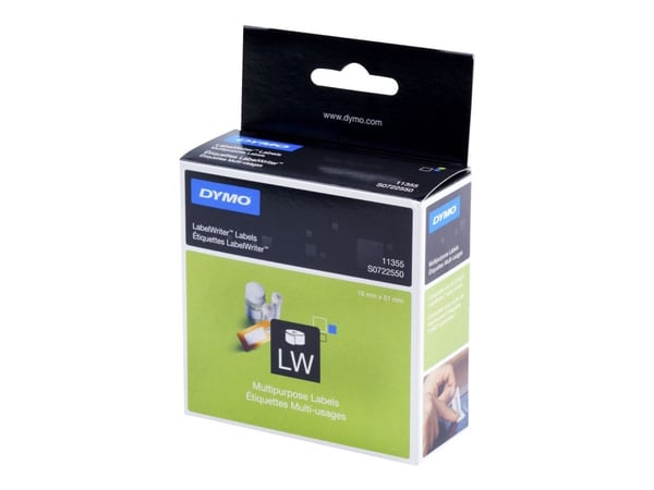 DYMO LW - Yleistarrat - 19 x 51 mm - S0722550, Valkoinen, Itse kiinnittyvä tulostintarra, Paperi, Irroitettava, Suorakulmio, LabelWriter
