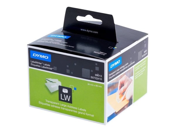 DYMO LabelWriter - Plast - permanet adhesiv - gjennomsiktig - 36 x 89 mm 260 etikett(er) (1 rull(er) x 260) adresselapper - for DYMO LabelWriter 31...