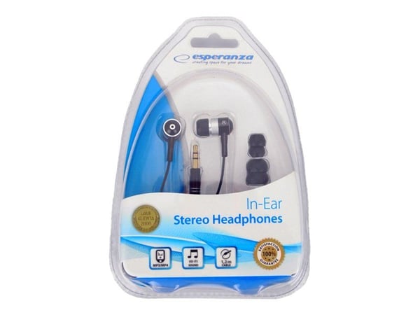 Esperanza EH128 - Ørepropper - i øret - kablet - 3,5 mm jakk - svart, sølv