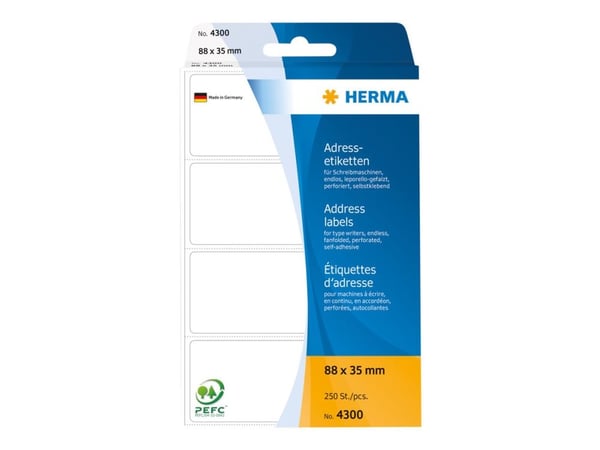 HERMA - Papir - selv-adhesiv - hvit - 88 x 35 mm 250 etikett(er) merkelapper