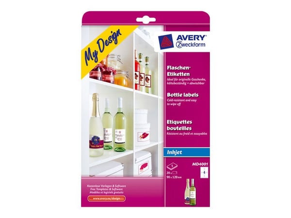 Avery Zweckform My Design flaskeetiketter - 90 x 120 mm 20 etikett(er) (5 ark x 4) etiketter