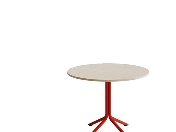 Bord Atlas 1133 Ø900x720mm, Hvidpigmenteret eg med rødt understel