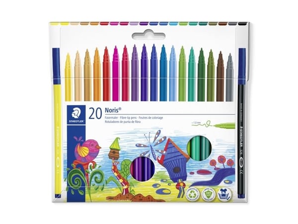 STAEDTLER Noris Club 326 - Fibertuppenn - assorterte farger - vannbasert matfargeblekk - 1 mm (en pakke 20)