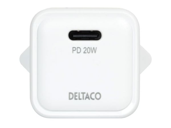 DELTACO mini - Strömadapter - 20 Watt - PD (USB-C) - vit