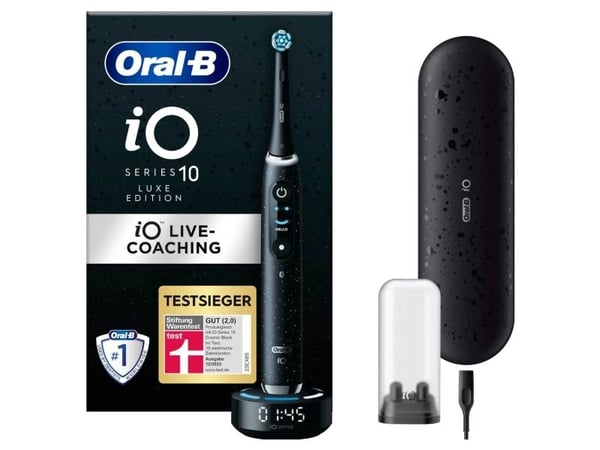 Oral-B iO iO10, Voksen, Roterende Tannbørste, Daglig stell, Gum omsorg, Intense, Sensitiv / Myk, Super sensitive, Tongue care, Whitening, Sort, Cos...