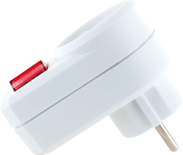 Schwaiger vägguttag 1xSchuko med strömbrytare, vit