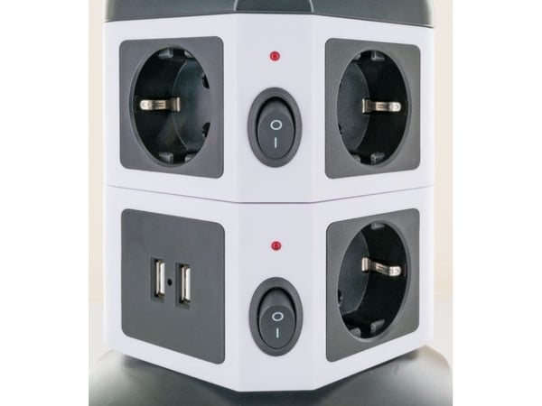 Schwaiger pistorasia torni 7xSchuko+2x USB, 1.8m