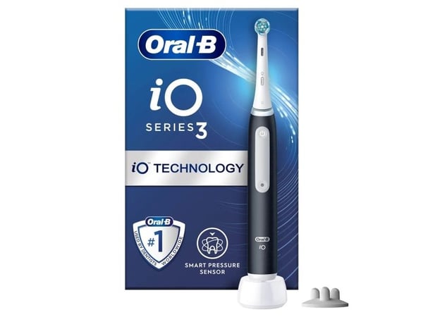 Oral-B iO 3 Matte, Voksen, Vibrerende tannbørste, Daglig stell, Gum omsorg, Sensitiv / Myk, Whitening, Sort, Hvit, 2 min, Sort
