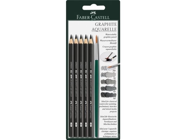 Faber-Castell GRAPHITE AQUARELLE - Blyant - grafitt - 2B, 4B, 6B, 8B, HB - 3.3 mm (en pakke 5)