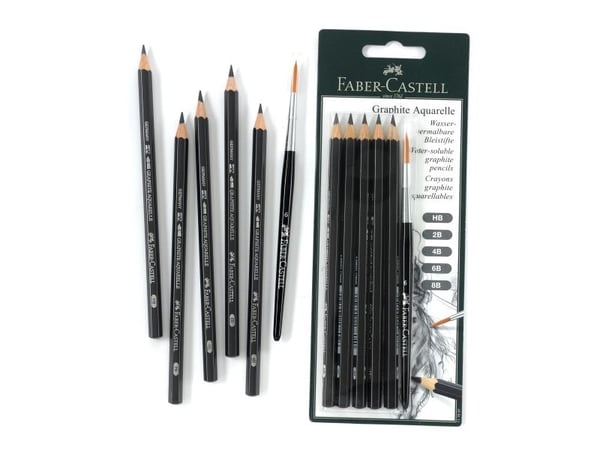 Faber-Castell GRAPHITE AQUARELLE - Blyant - grafitt - 2B, 4B, 6B, 8B, HB - 3.3 mm (en pakke 5)