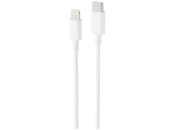 Renkforce RF-5724080, 2 m, Lightning, USB C, Uros, Uros, Valkoinen