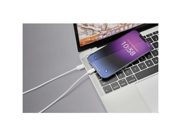 Renkforce RF-5724080, 2 m, Lightning, USB C, Uros, Uros, Valkoinen