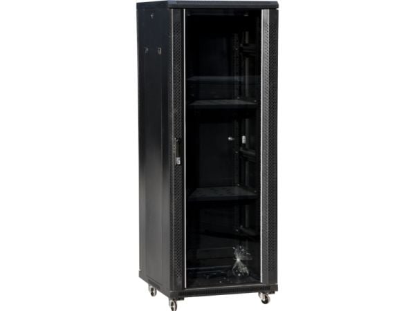 Alantec SS-42U-600-800-01-C, Fristående rack, 42U, 800 kg, Knapplås, Svart