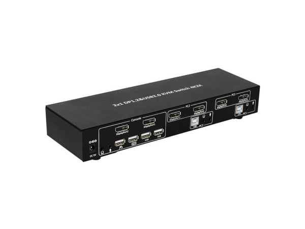 TECHly 4 Port DisplayPort 1.2 KVM Switch with Hub and audio - KVM / lyd / USB-svitsj - 4 x KVM/lyd - 1 lokalbruker - stasjonær