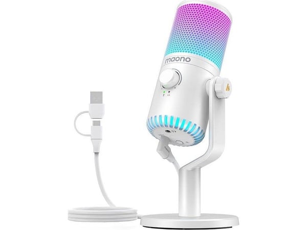 Mikrofoni Maono Microphone Gamingowy Maono DM30RGB (biały)