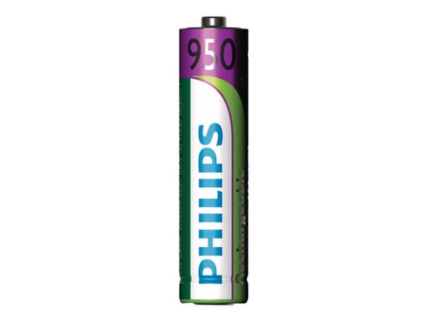 Philips oppladbart batteri R03B4A95/10, oppladbart batteri, nikkelmetallhydrid (NiMH), 1,2 V, 950 mAh, flerfarget, AAA