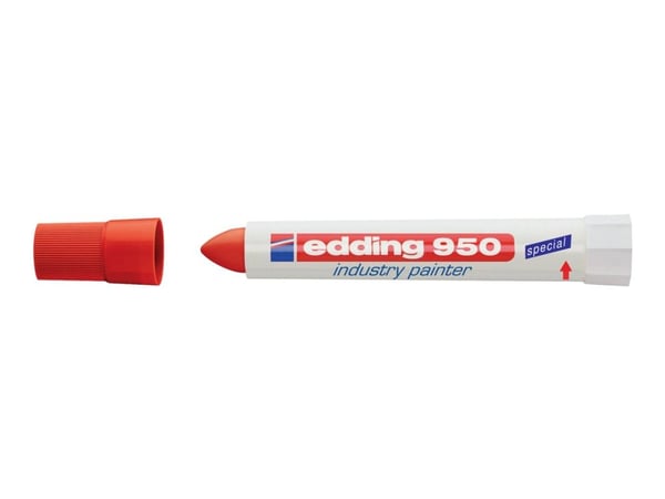 edding 950 industry - Markørstift - permanent - for metall, papir med ru overflate - rød - 10 mm
