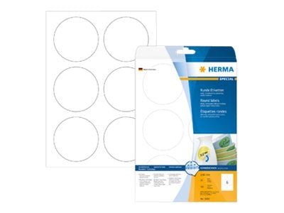 HERMA Special - Papir - matt - fjernbart selv-adhesiv - hvit - 85 mm rund 150 etikett(er) (25 ark x 6) merkelapper