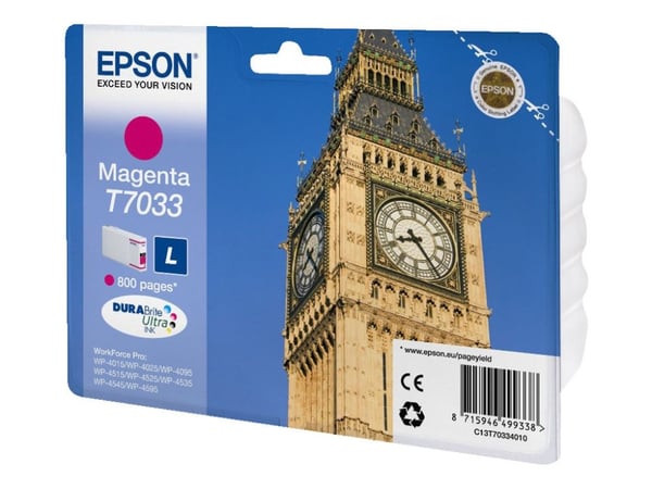 Epson Big Ben WP4000-/4500-sarjojen mustepatruuna L magenta 0,8k, Magenta, Väriainepohjainen muste, 1 kpl