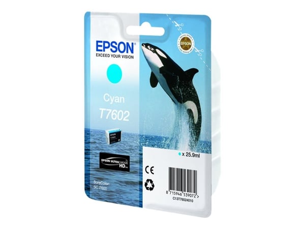 Epson T7602 syaani, Syaani, 25,9 ml, 1 kpl
