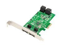 Dawicontrol DC 624e RAID - Kontrollerkort (RAID) - 4 Kanal - SATA 6Gb/s - låg profil - RAID 0, 1, 5, 10, JBOD - PCIe 2.0 x2