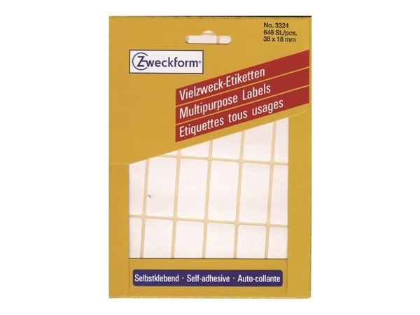Avery Multi-Purpose Labels 3324 - Selv-adhesiv - hvit - 18 x 38 mm 648 stk merkelapper