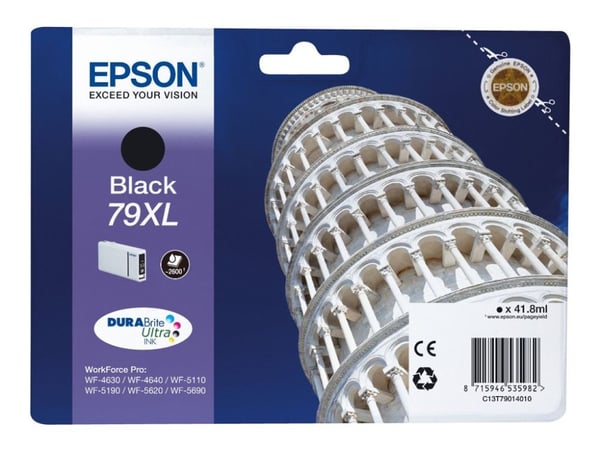 Epson 79XL - 41.8 ml - XL - svart - original - blekkpatron - for WorkForce Pro WF-4630DWF, WF-4640DTWF, WF-5110DW, WF-5190DW, WF-5620DWF, WF-5690DWF
