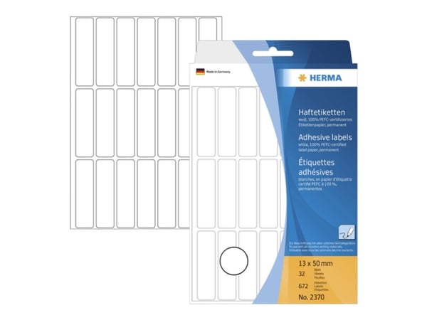 HERMA - Permanet adhesiv - hvit - 13 x 50 mm 672 etikett(er) (32 ark x 21) merkelapper