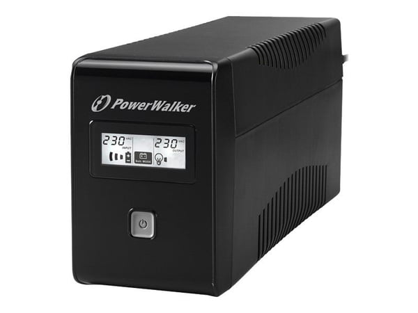 PowerWalker VI 650 LCD - UPS - AC 220/230/240 V - 360 Watt - 650 VA - 7 At - USB - lähtöliitännät: 2 - musta