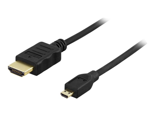 DELTACO - HDMI-kabel med Ethernet - HDMI hann til 19 pin micro HDMI Type D hann - 3 m - svart