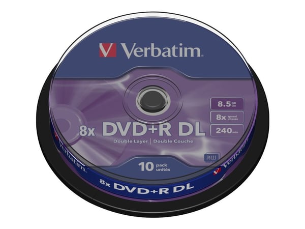 Verbatim - 10 x DVD+R DL - 8.5 GB 8x - matt sølv - spindel