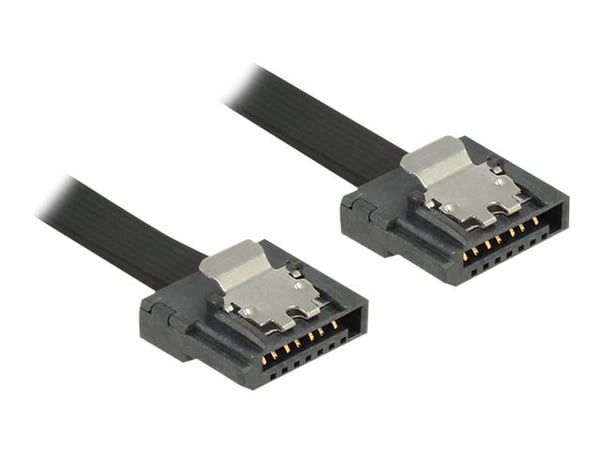 Delock FLEXI - SATA-kabel - Serial ATA 150/300/600 - SATA (hann) til SATA (hann) - 30 cm - låst - svart