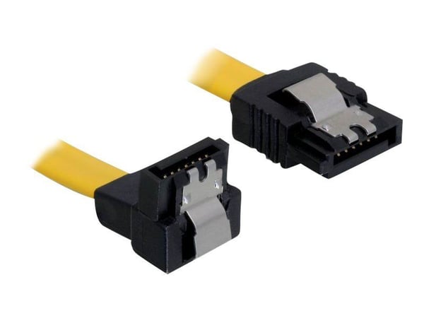 Delock Cable SATA - SATA-kabel - Serial ATA 150/300 - SATA (hunn) til SATA (hunn) - 70 cm - nedvinklet kontakt, låst, rett kontakt - gul
