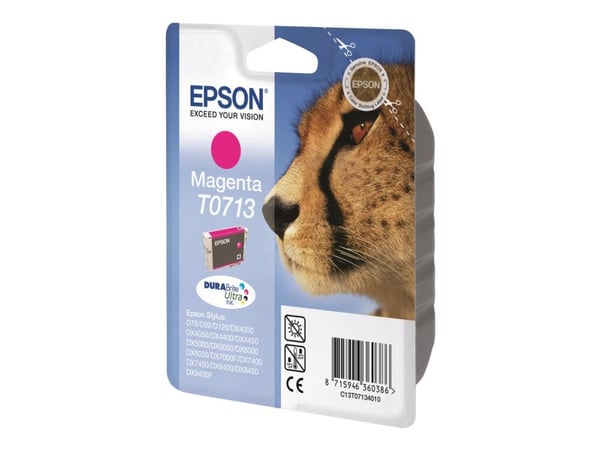 Epson T0713 - 5.5 ml - magenta - original - blekkpatron - for Stylus DX9400, SX115, SX210, SX215, SX218, SX415, SX515, SX610; Stylus Office BX310, ...