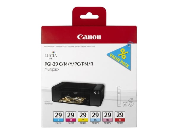 Canon PGI-29 CMY/PC/PM/R Multipack - Gul, cyan, magenta, rød, fotocyan, fotomagenta - original - blekkbeholder - for PIXMA PRO-1
