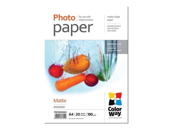 ColorWay - Matt - A4 (210 x 297 mm) - 190 g/m² - 20 ark fotopapper