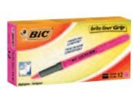 BIC brite liner Grip - Markeringspenn - fluorescerende oransje - vannbasert blekk - 1.6-3.4 mm - fin og bred (en pakke 12)