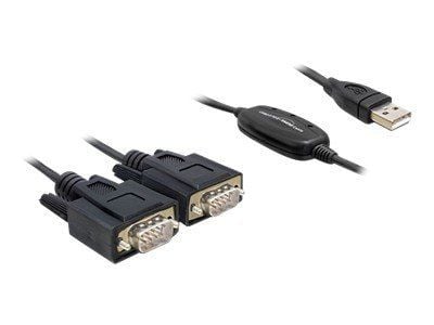 Delock Adapter USB 2.0 > 2 x Seriell - USB / seriell-kabel - USB (hann) til DB-9 (hann) - 1.4 m - tommelskruer