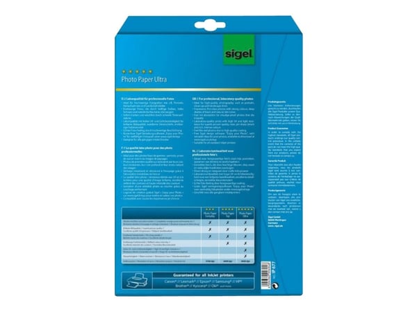 Sigel IP677, Kiilto, 260 g/m², Mustesuihku, A4, 20 arkkia