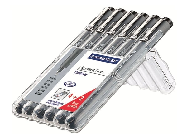 STAEDTLER pigment liner - Fineliner - permanent - svart - fargeblekk (en pakke 6)