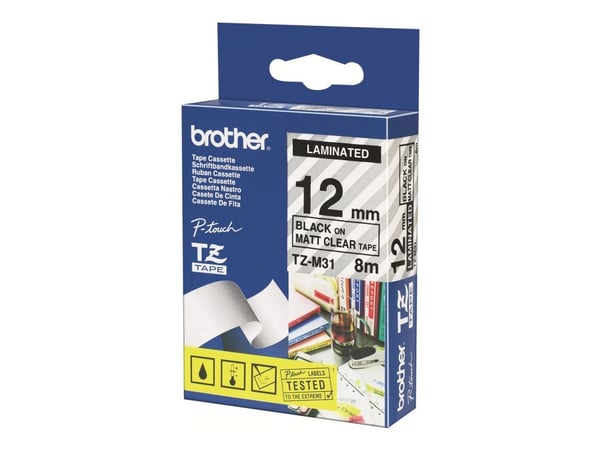 Brother TZM31 - Matt - svart på blank - Rull (1,2 cm x 8 m) tape - for Brother PT-D210, D600, H110; P-Touch PT-1010, D200, D210, D450, D800, H110, ...