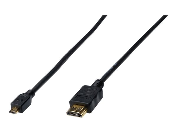ASSMANN - HDMI-kabel med Ethernet - 19 pin micro HDMI Type D hann til HDMI hann - 1 m - trippel beskyttelse - svart