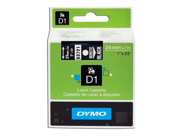 DYMO D1 - Selvklebende - hvit på svart - Rull (2,4 cm x 7 m) 1 kassett(er) etikettbånd - for LabelMANAGER 500TS, PnP