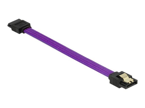 Delock Premium - SATA-kabel - Serial ATA 150/300/600 - SATA (hann) til SATA (hann) - 10 cm - låst - purpur
