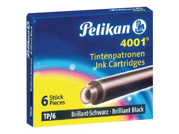Pelikan TP/6, Musta, Musta, Mustekynä, CE, 6 kpl (short)