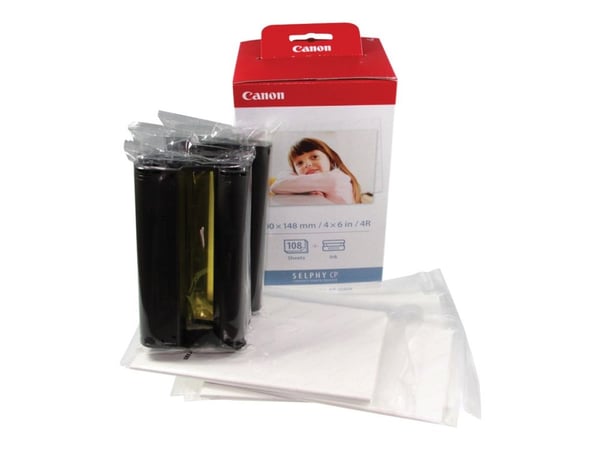 Canon KP-108IN - Farge (cyan, magenta, gul) - original - skrivebåndskassett og papirsett - for Canon SELPHY CP1000, CP1200, CP1300, CP530, CP780, C...