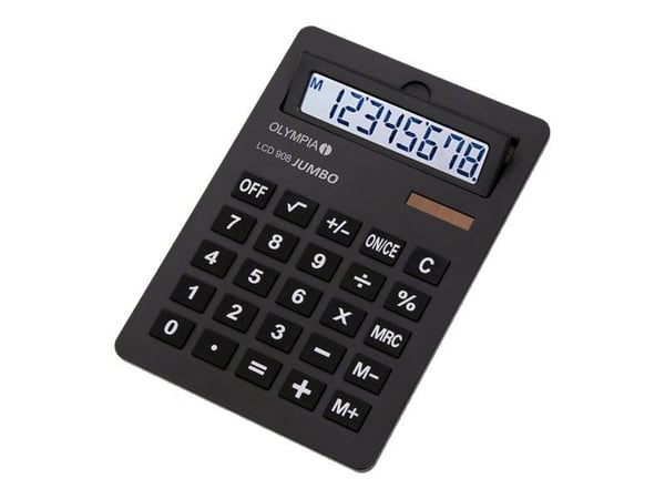 Olympia LCD 908 Jumbo - Skrivebordskalkulator - 8 sifre - batteri, solpanel