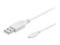 Microconnect USBABMICRO1W, 1 m, USB A, Micro-USB B, USB 2.0, Valkoinen
