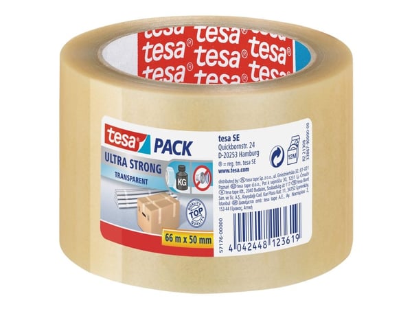 Tesapack Ultra Strong - Pakketape - 50 mm x 66 m - PVC - transparent