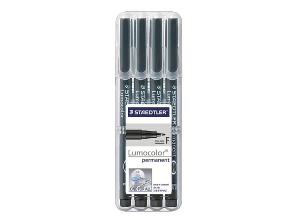 STAEDTLER Lumocolor 318 - Markør - permanent - svart - 0.6 mm - fin (en pakke 4)